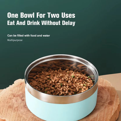 Metal Insulated Dog Cat Bowl Pet Food Water Dish Feeding Stainless Steel Non Slip Dog Bowl Proof Skid for Large Medium Small Dog