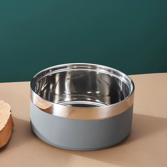 Metal Insulated Dog Cat Bowl Pet Food Water Dish Feeding Stainless Steel Non Slip Dog Bowl Proof Skid for Large Medium Small Dog
